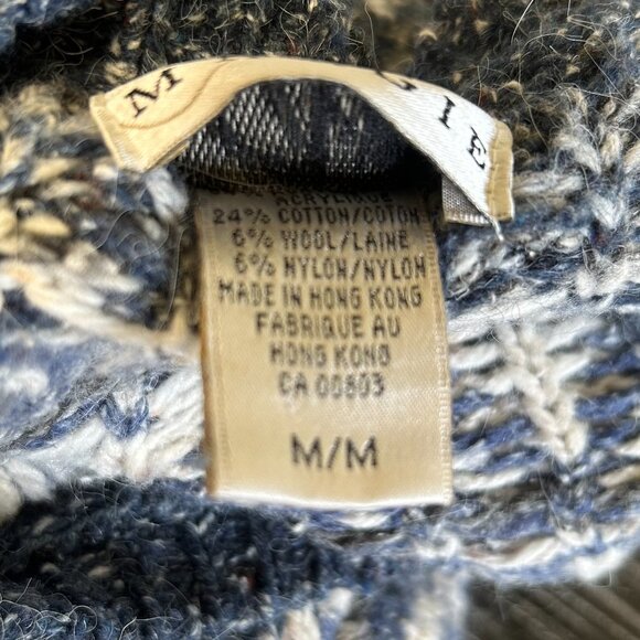 Vintage Maggie Blue White Norwegian Pattern Button Front Cardigan Size M - Picture 6 of 6